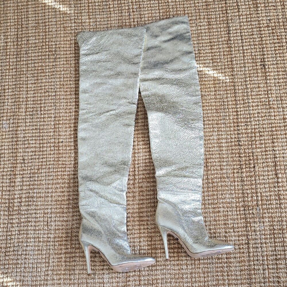 1295$ Brother Vellies Allora Over the Knee Metallic Pointed Toe Boot Size 7 - Picture 5 of 11